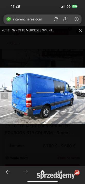 Mercedes Sprinter 319 Mercedes-Benz małopolskie Mszana Dolna