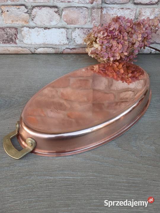Duża miedziana patelnia do serwowania grube dno Warszawa