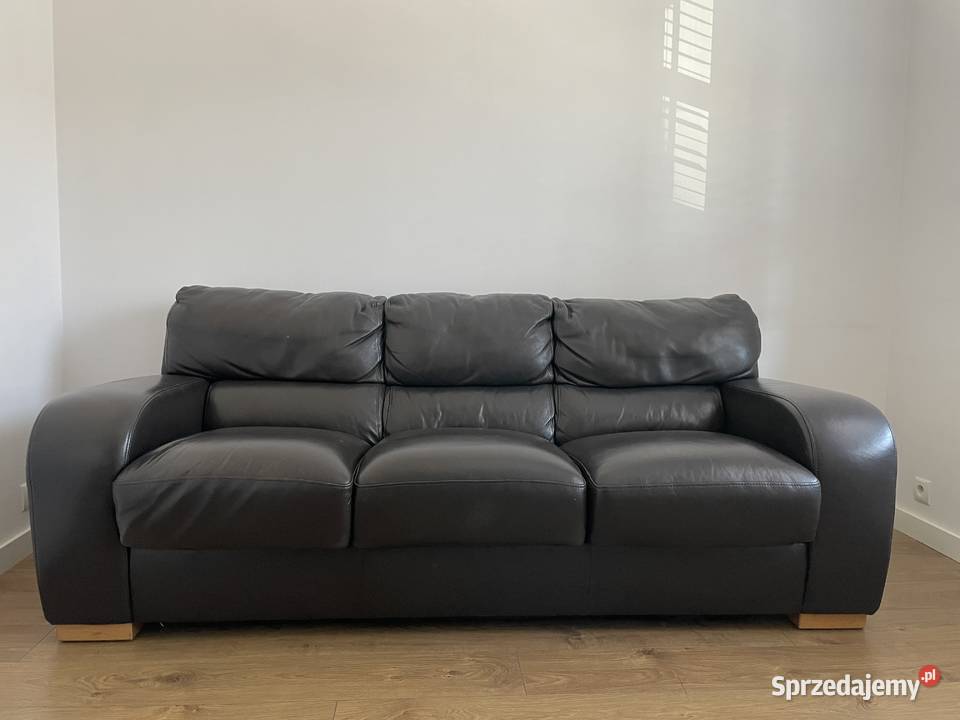 Komplet skórzany rozkładana kanapa i fotel Józefosław