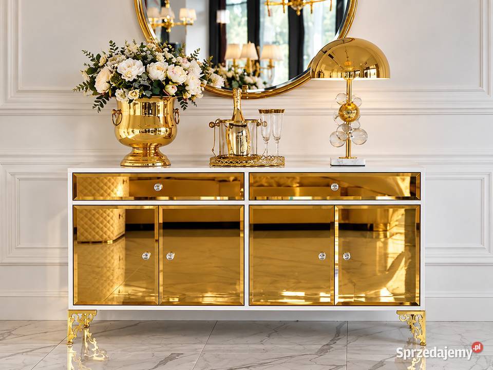 Komoda lustrzana złota glamour do salonu do 150cm Warszawa