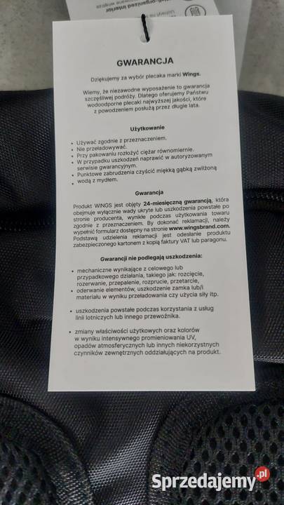 Plecak Podróżny Kabinowy WINGS 2w1 Bagaż Oświęcim