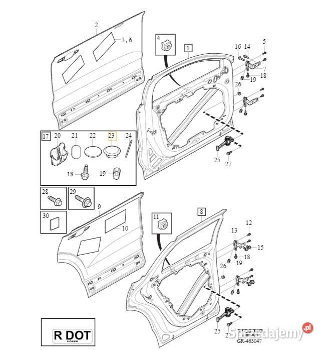 VOLVO zaslepka karoseryjna otworu drzwi 13mm OE dolnośląskie Bielany Wrocławskie