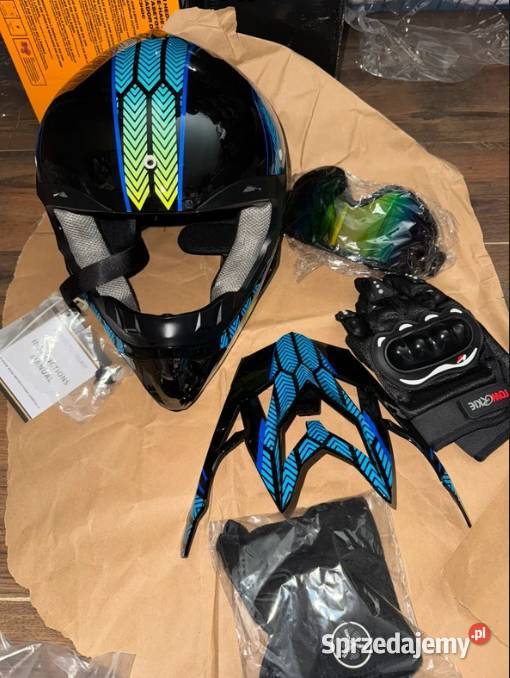 Zestaw CrossEnduro Kask Gogle Rękawice Maska śląskie Częstochowa sprzedam