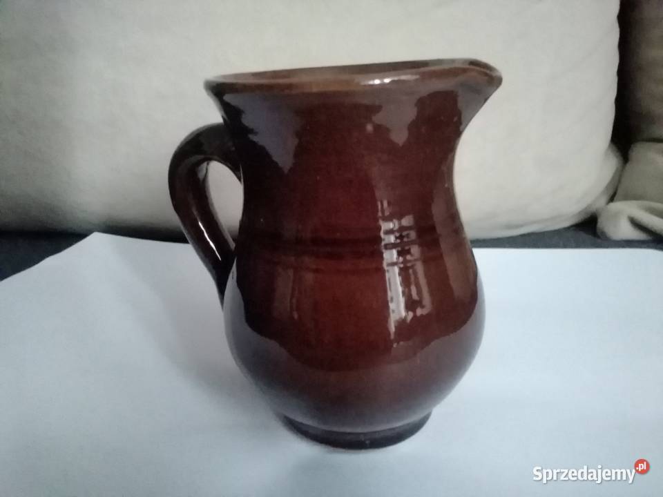 dzbanuszek ceramiczny szkliwiony z uchem Łódź