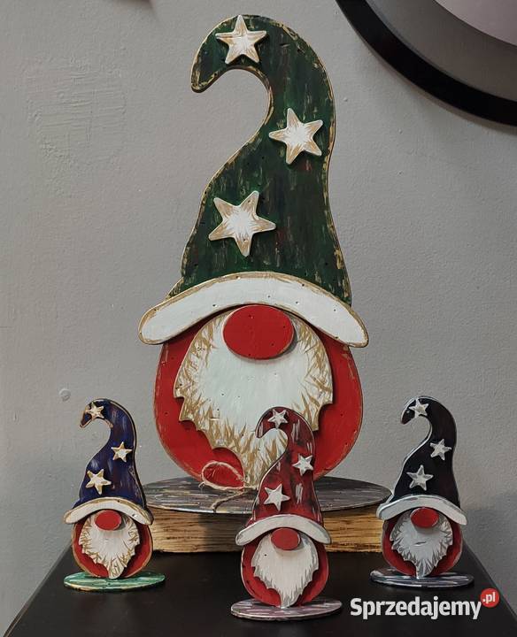 Skrzaty drewniane recznie malowane Boże Narodzenie Warszawa