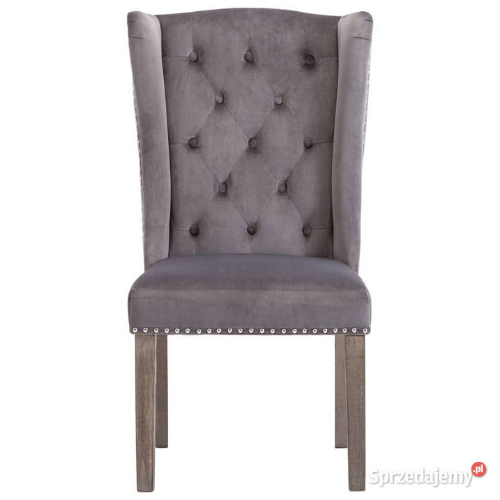 Krzesło stołowe szare obite aksamitem WM287951