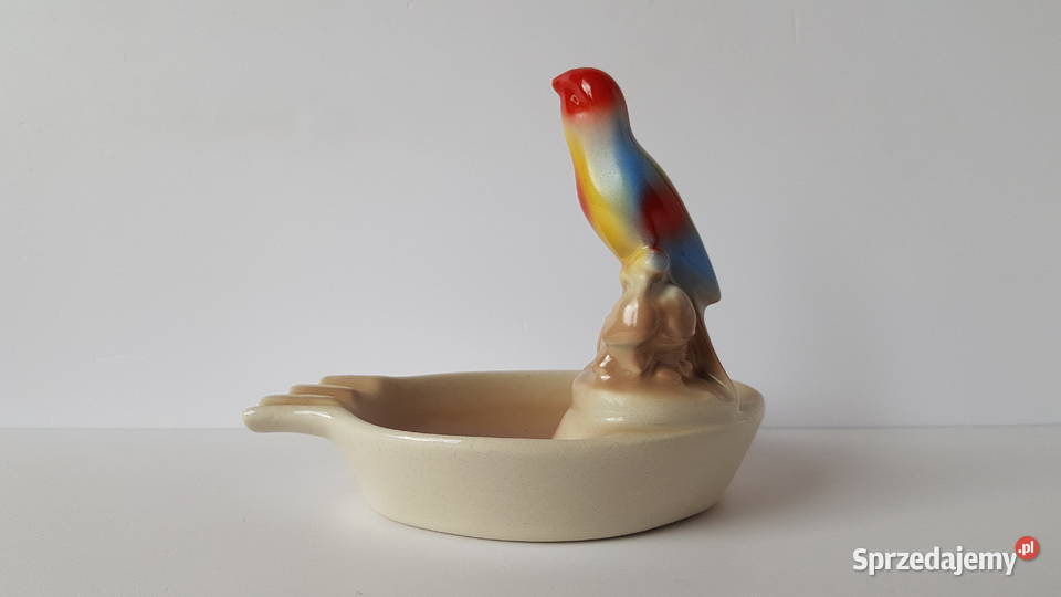 Popielniczka z ptaszkiem ptak Chodzież porcelit śląskie Dąbrowa Górnicza
