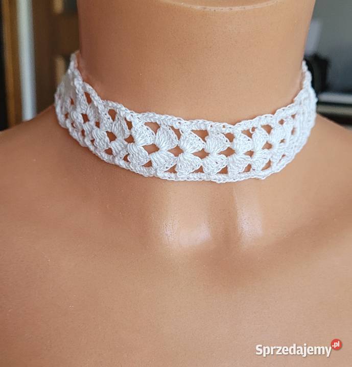 Choker kolczyki szydełkowe handmade wielkopolskie