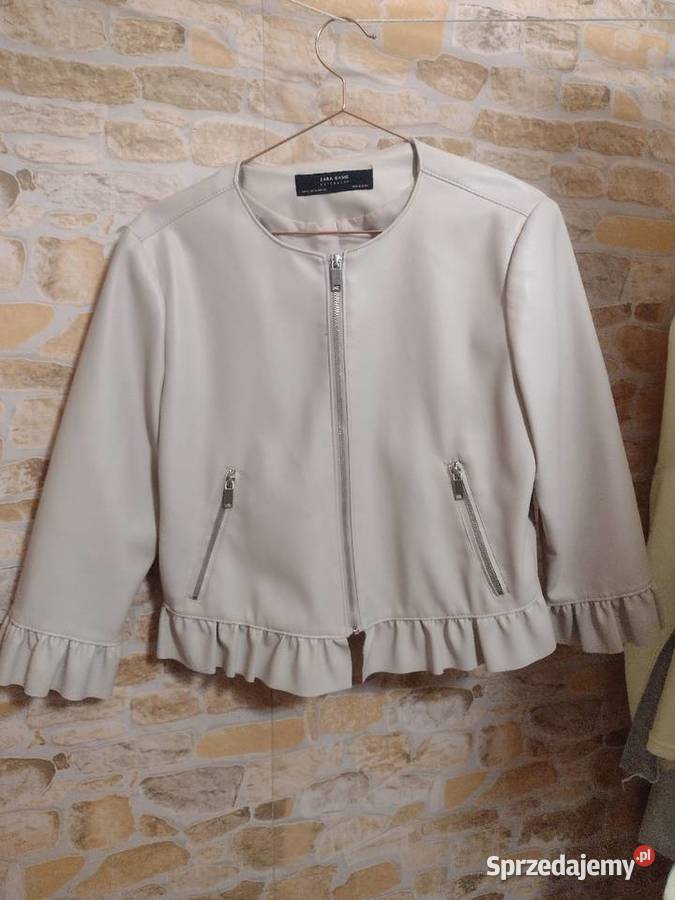 42XL ZARA Beżowa skórzana kurtka ramoneska z Tworzywo skóropodobne  Kraków