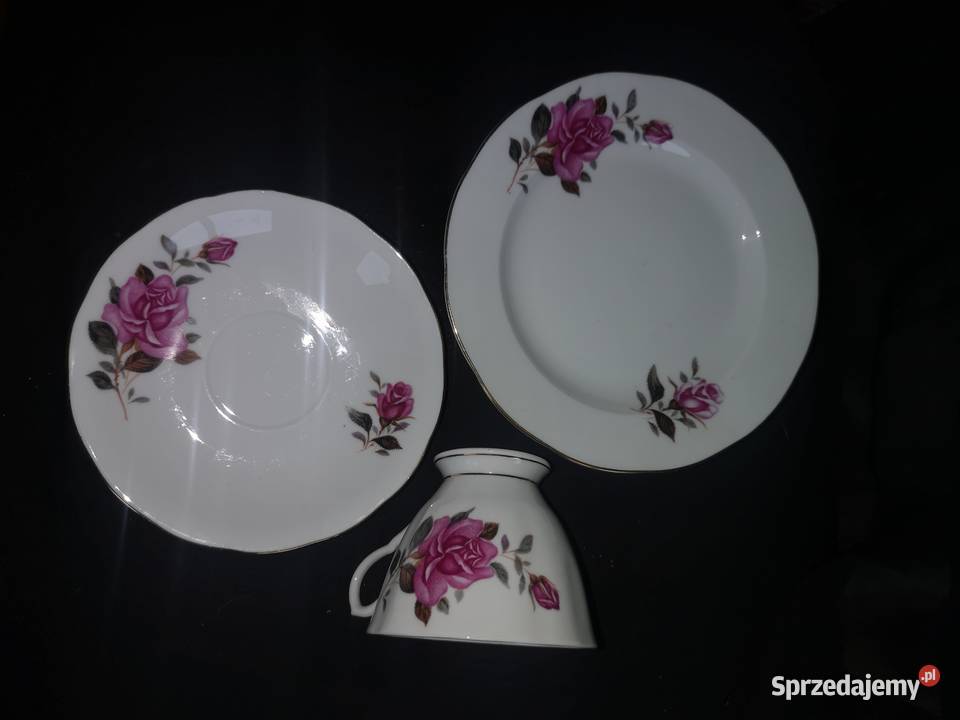 Filiżanka z talerzykiem deserowym róża Made in Gdańsk
