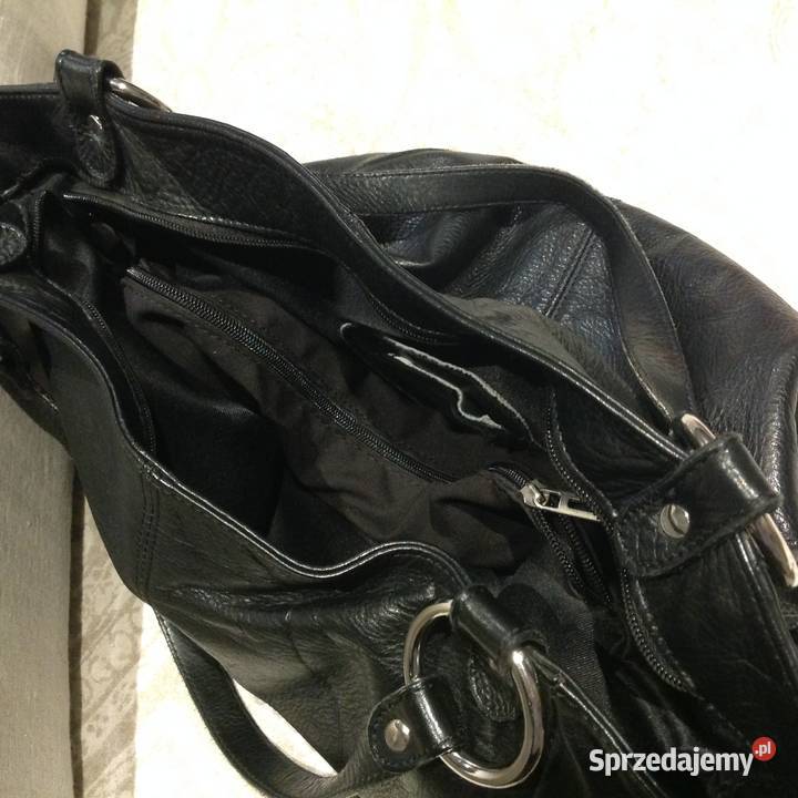 Worek Torebka Skórzana Damska Czarna Skóra Dla kobiet Nowa Sól