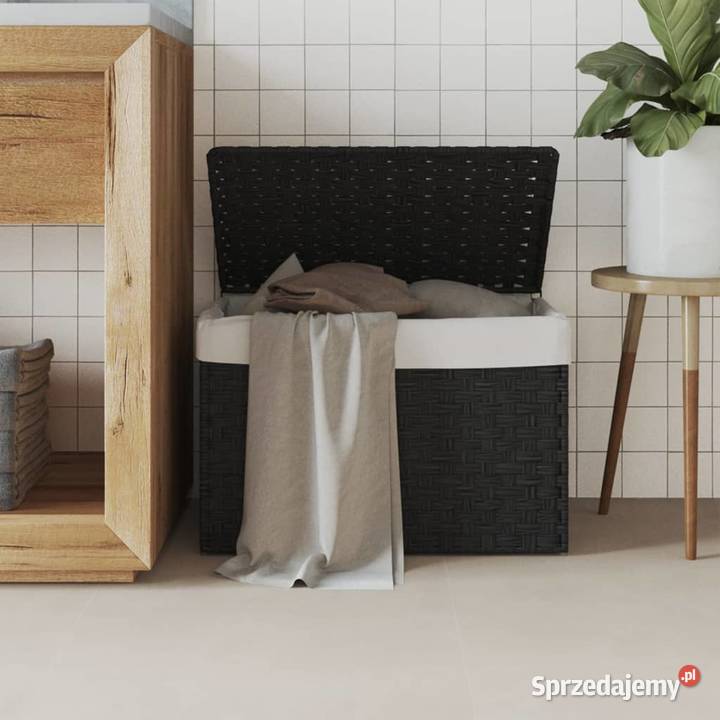 vidaXL Kosz na pranie z pokrywą czarny 555x35x34 Warszawa