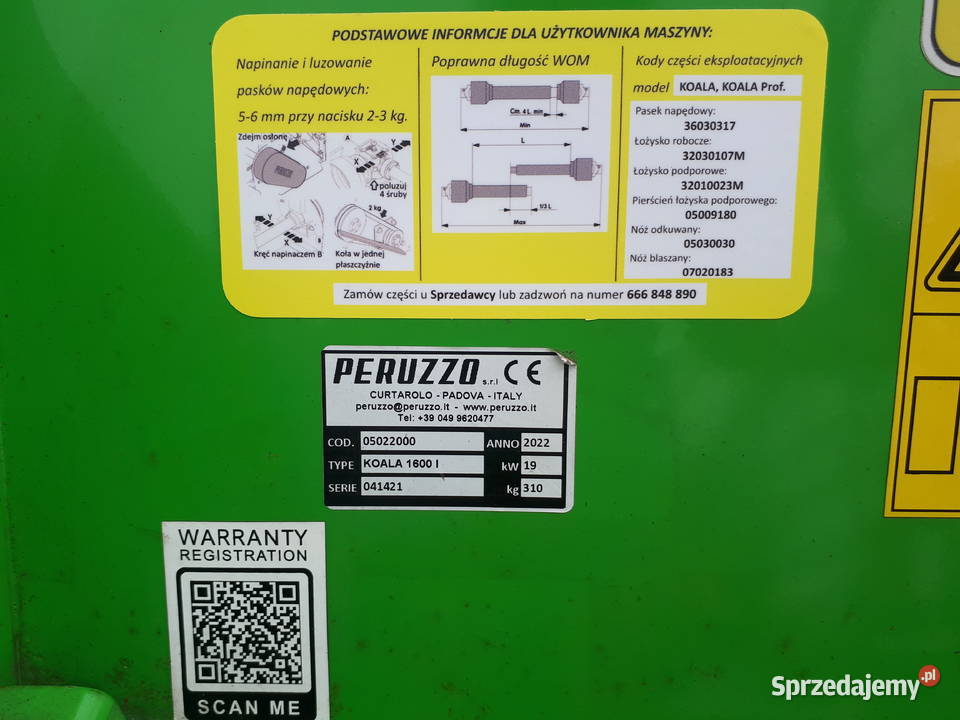 Kosiarka zbierająca KOALA 1600 PERUZZO niski Bijakowe