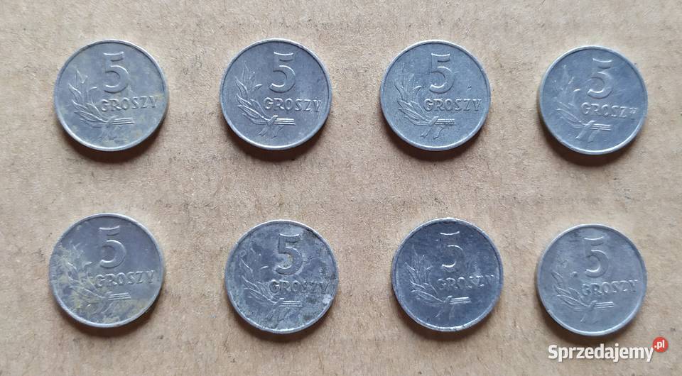 5 gr x 8 sztuk aluminium PRL 7072 OBIEGÓWKI PRL Numizmatyka Łódź