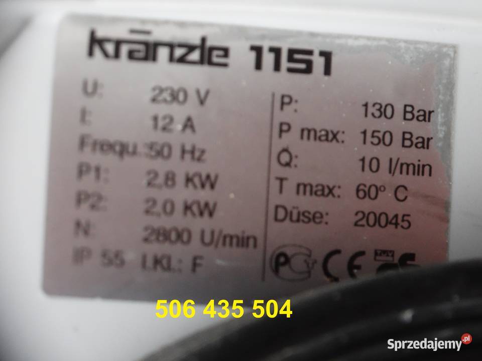 Myjka Ciśnieniowa Kranzle 1151 mazowieckie Radom