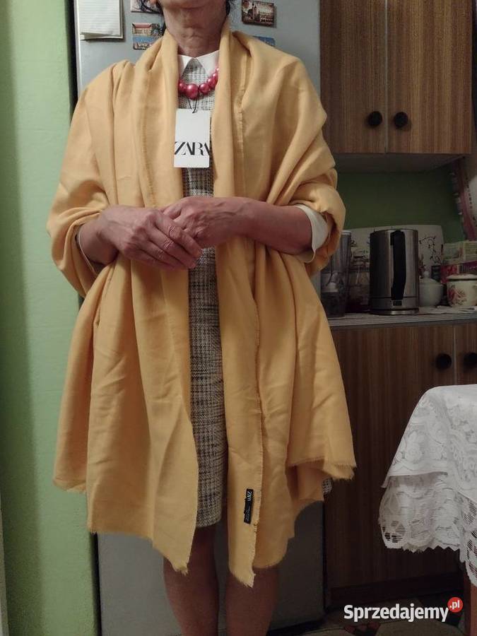 ZARAEkskluzywny żółty długi szal chusta ponczo Dla kobiet Moda i Styl