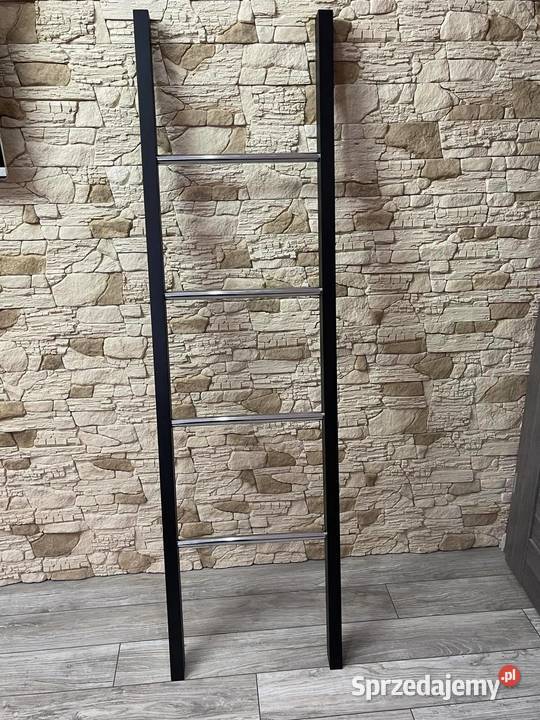 Drabinka drewniana na ręczniki czarny mat połysk Dębica