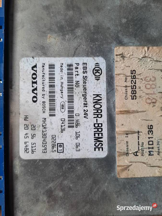 Kaseta Sterownik EBS VOLVO FH 0486106063 Układ elektryczny Staszów