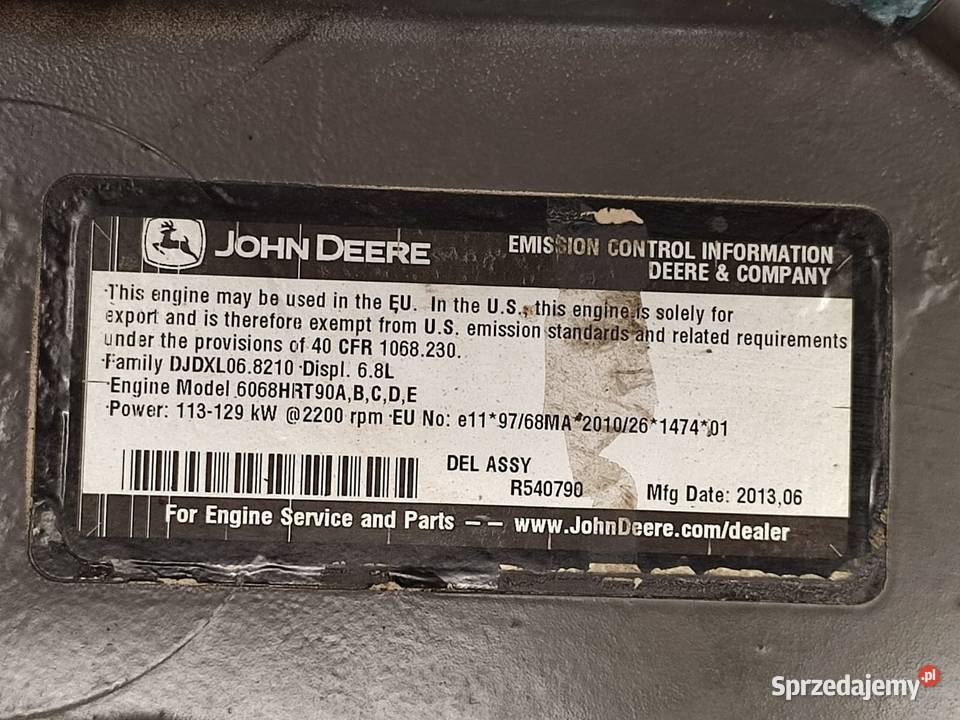 Silnik John Deere 6068HRT90 Wilkowo