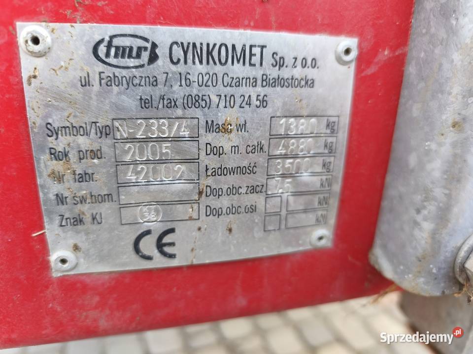 Rozrzutnik 4 t Czarna Białostocka Rolnictwo Działyń sprzedam