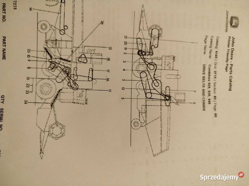 Katalog części do kombajn John Deere 925 Zamość