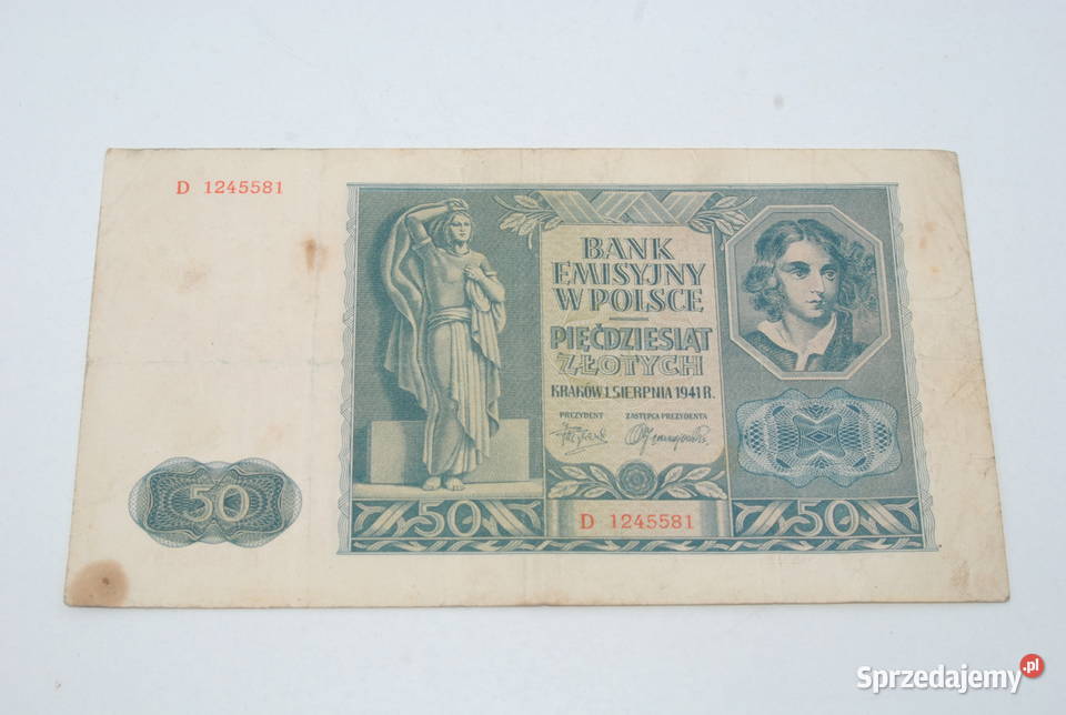 Stary banknot 50 złotych 1941 antyk unikat Cieszyn