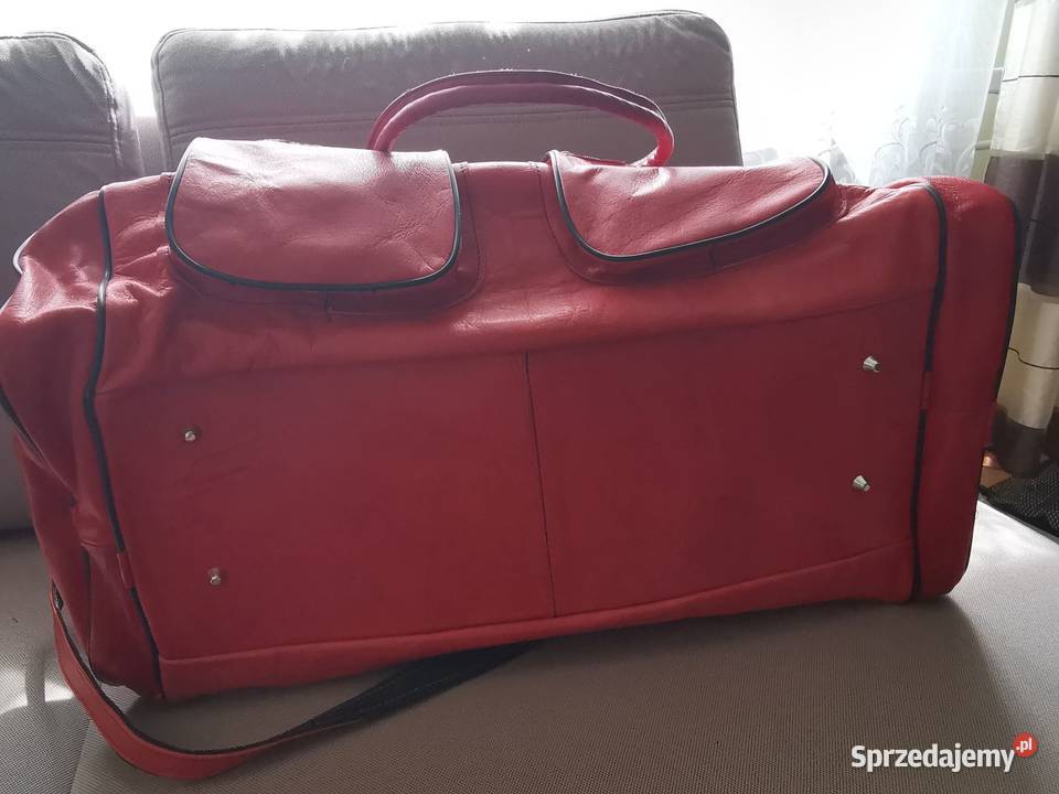 DUŻA TORBA PODRÓŻNA CZERWONA SKÓRA NATURALNA kujawsko-pomorskie Grudziądz