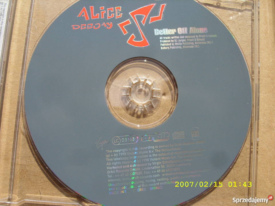 Techno CD ALICE DEEJAJBETTER OFF ALONE Wołów