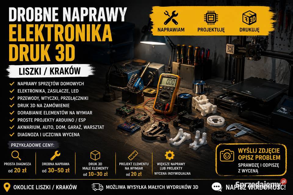 Drobne naprawy sprzętu elektronika druk 3D Liszki