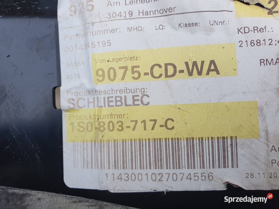 VW UP PŁYTA WYPEŁNIAJĄCA PODŁUŻNICY 1S0803717C Międzychód