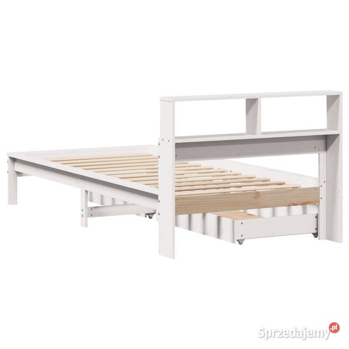 Łóżko z regałem bez materaca białe sosnowe 102cm