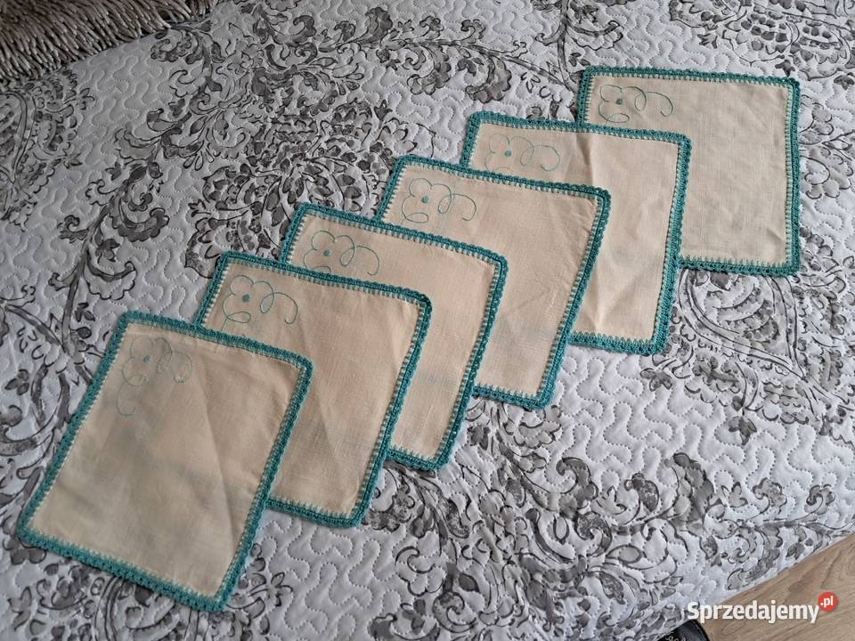Serwetki lniane z zielonym obrzeżem 6 24 x 23 do Kraków
