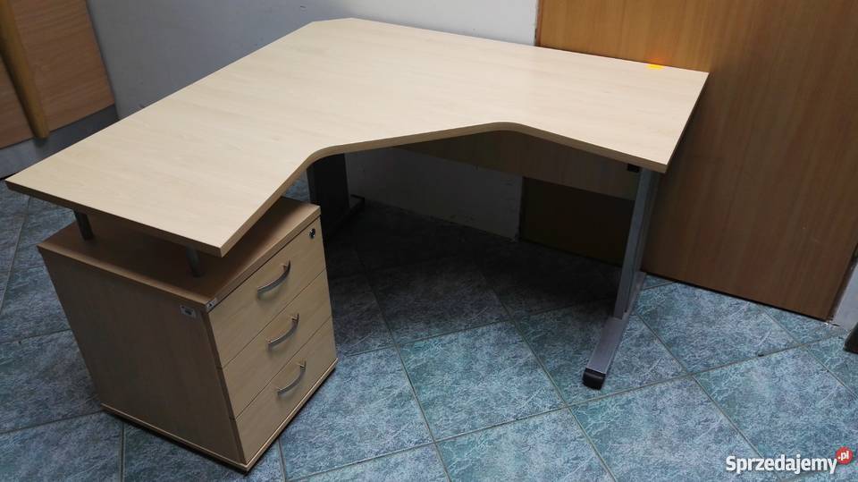 Biurko narożne z kontenerem Wuteh buk meble wielkopolskie