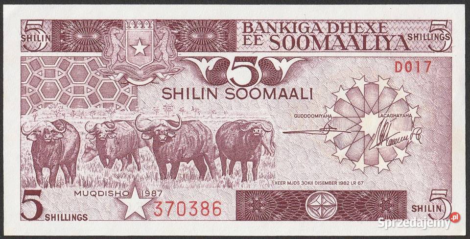 SOMALIA 5 SHILLING 1987 STAN BANKOWY UNC Łódź