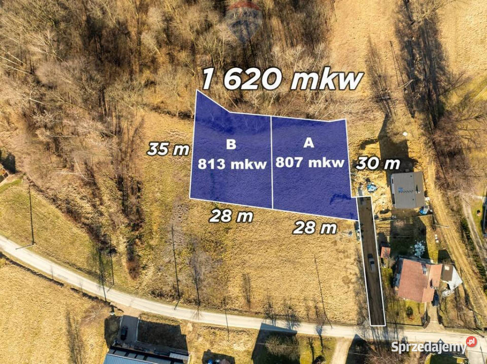 Działki budowlane Siepraw 8 ar z dala S7