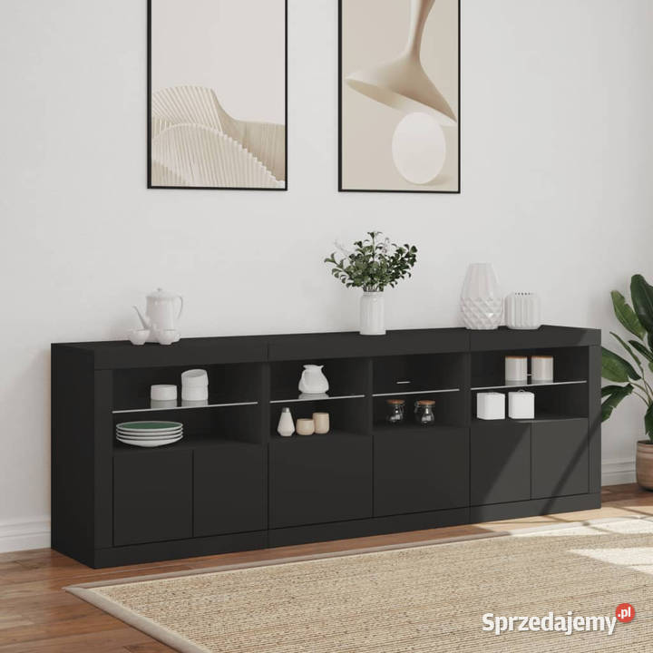 Szafka z oświetleniem LED czarna 202x37x67 mazowieckie Warszawa