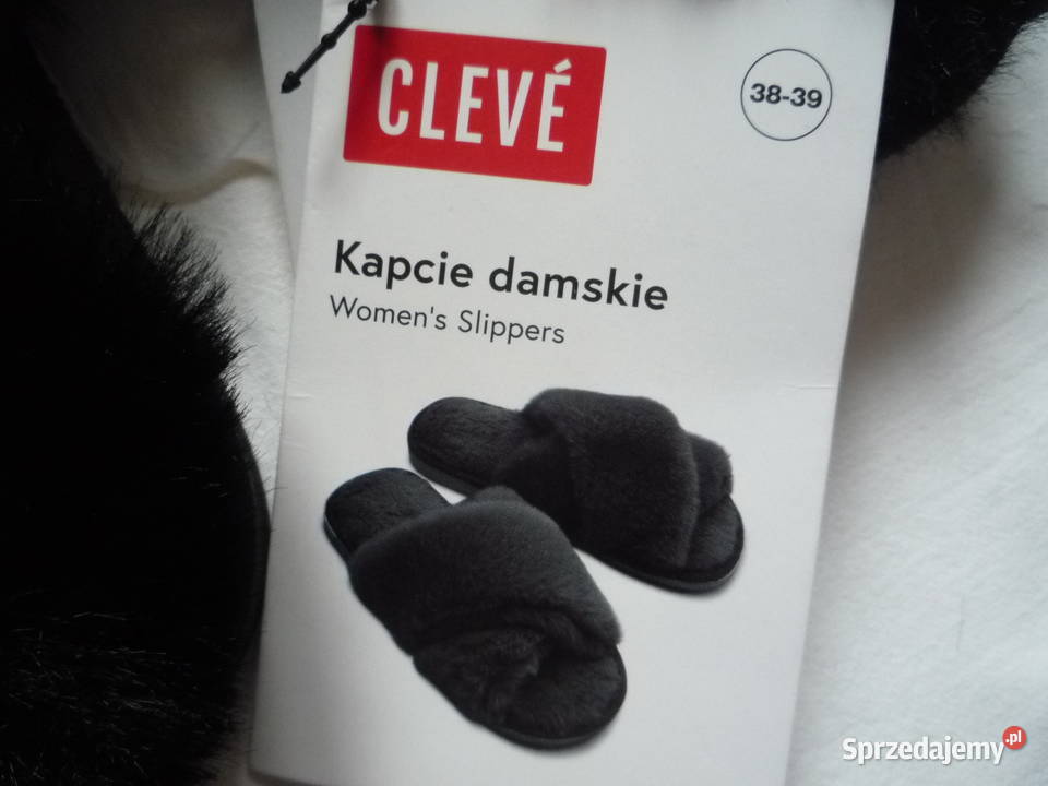 Nowe Cleve 3839 Kapcie damskie Klapki Czarne Szczecin sprzedam