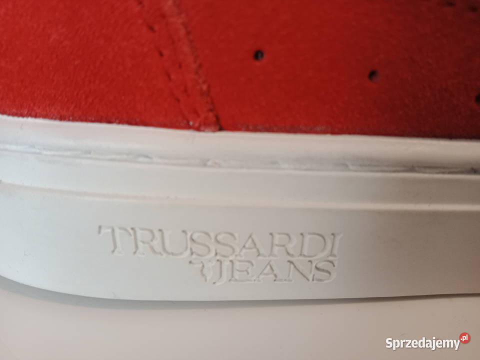 TRUSSARDI JEANS NOWE suede red zamsz 43 27 inna łódzkie sprzedam