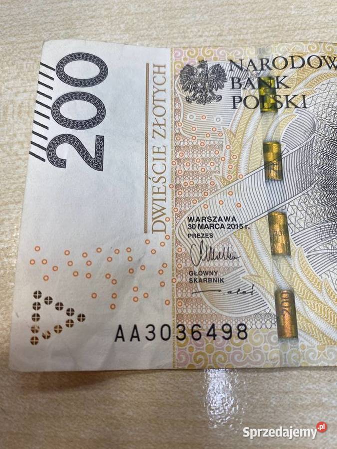 Banknot 200 seria AA RZADKI
