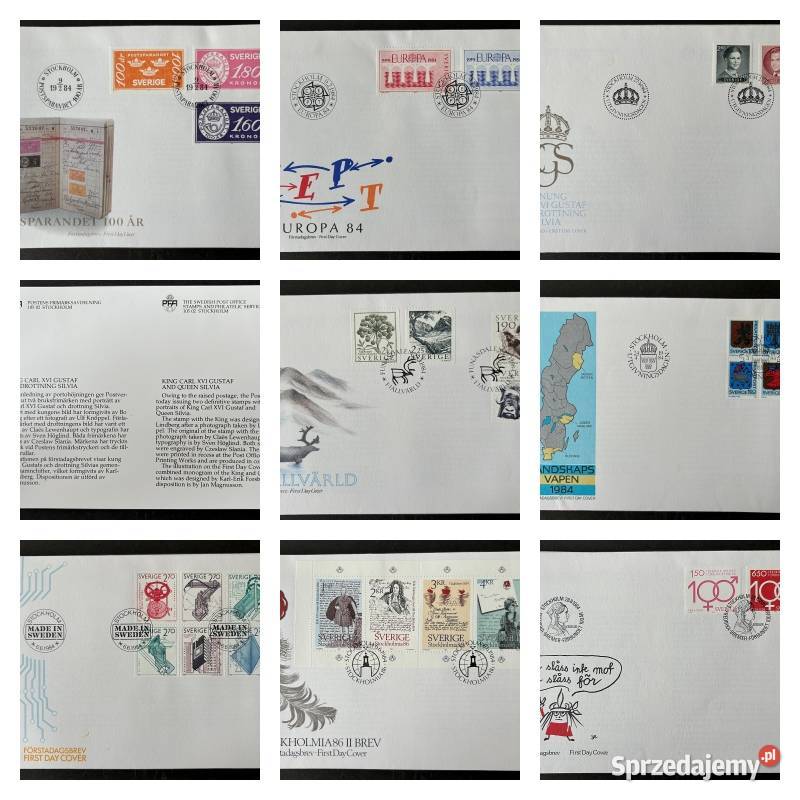 Znaczki Szwecja rocznik FDC 1984 13 kopert Warszawa