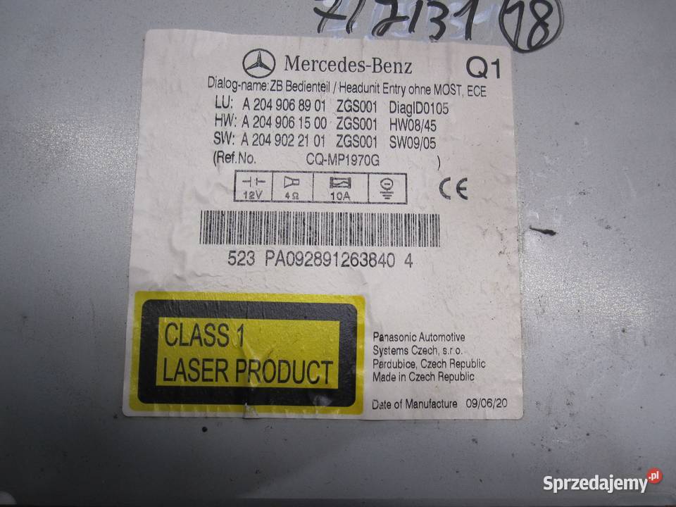 RADIO FABRYCZNE CD BLUETOOTH A2049068901 Kielce