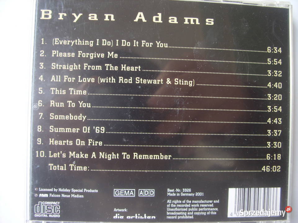 Rock CD BRYAN ADAMSEVERYTHING 1994 Wołów