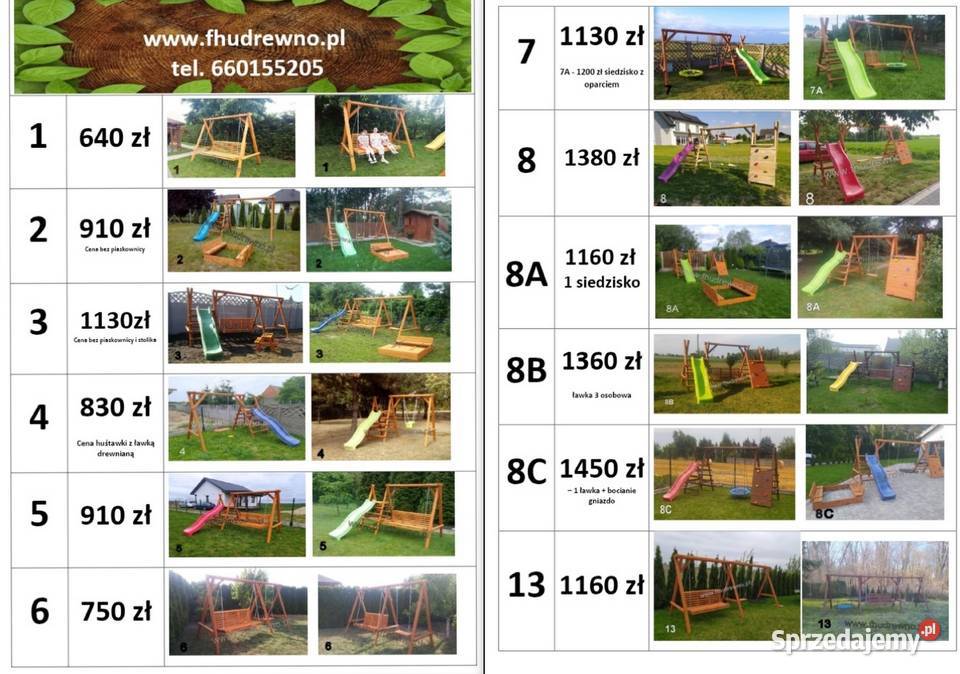 Huśtawka Ogrodowa Drewniana Dziecięca Plac zabaw Huśtawki