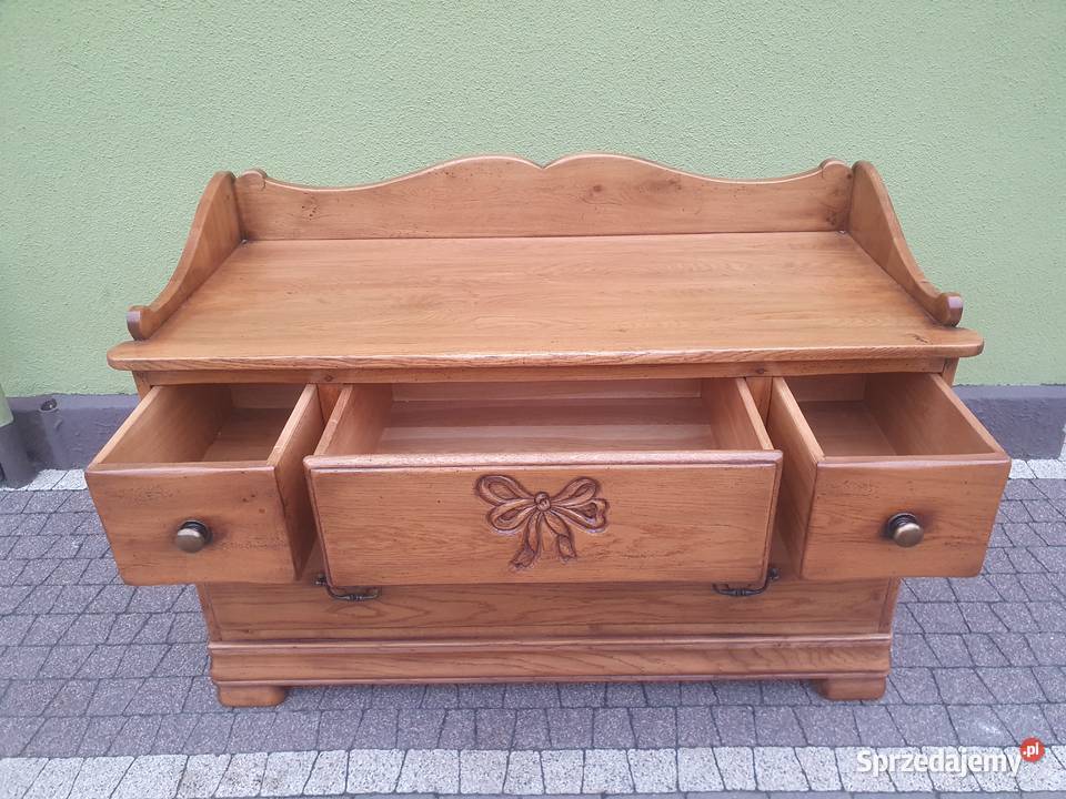 Komoda z szufladami drewno dębowe wielkopolskie Szymanowice