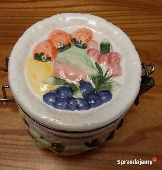 Duży ceramiczny słoik wek z klipsem owoce mazowieckie Warszawa