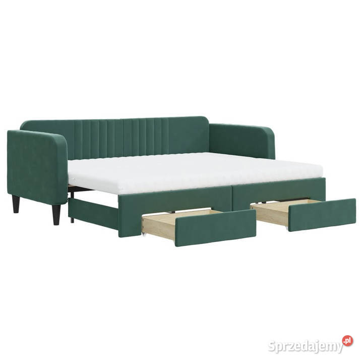 Sofa rozsuwana z szufladami ciemnozielona Warszawa