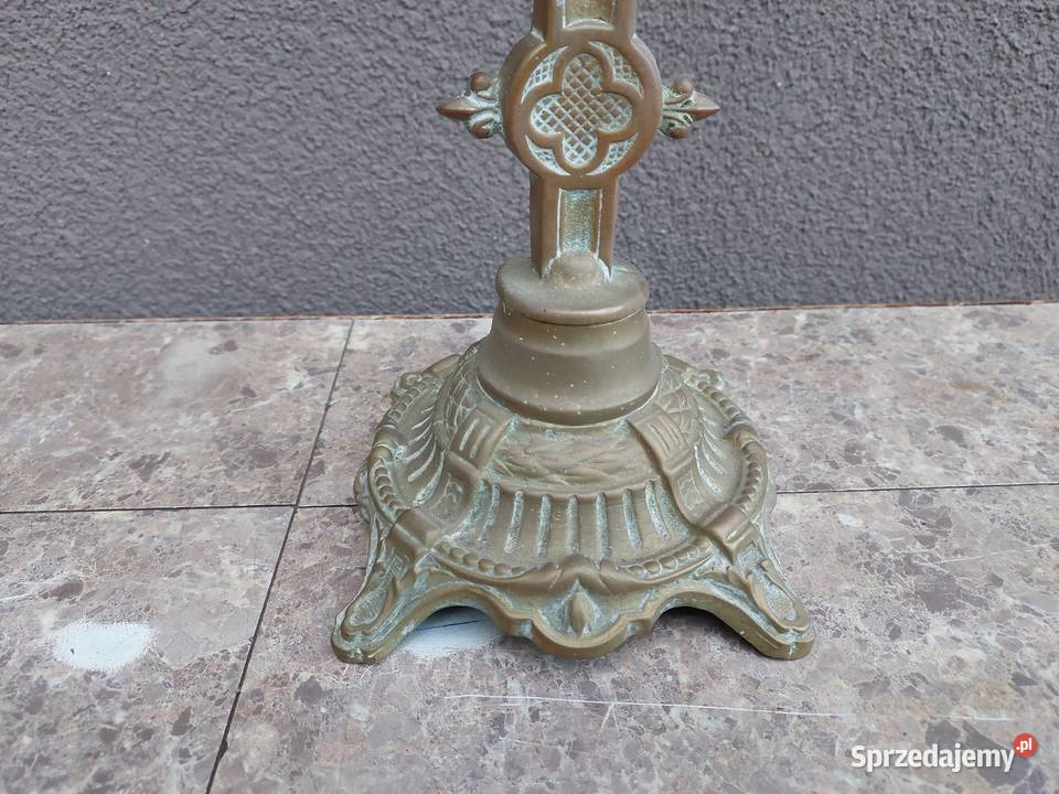 6 Stary krzyż krucyfiks stojący mosiądz 40 Tczew