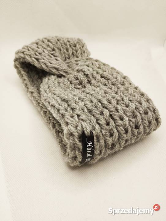 Szara opaska turban alpaka 25 wełna 25 handmade Dla kobiet warmińsko-mazurskie Olsztyn