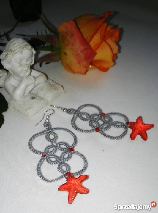 Kolczyki Frywolitkowe Wiśniowa