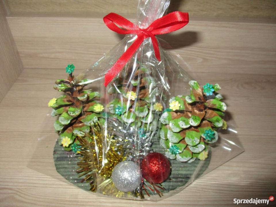 Choinka szyszka stroik świąteczny rękodzieło